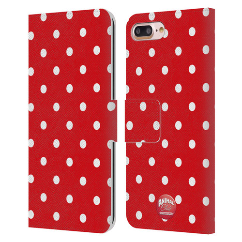 Animal Club International Patterns Polka Dots Red Leather Book Wallet Case Cover For Apple iPhone 7 Plus / iPhone 8 Plus