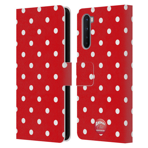 Animal Club International Patterns Polka Dots Red Leather Book Wallet Case Cover For OnePlus Nord 5G