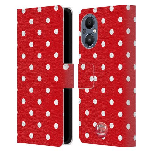 Animal Club International Patterns Polka Dots Red Leather Book Wallet Case Cover For OnePlus Nord N20 5G