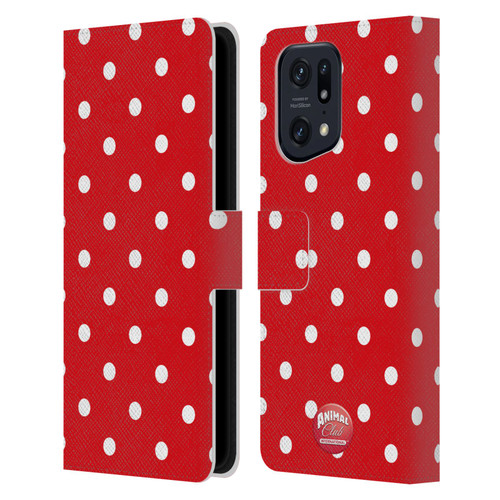 Animal Club International Patterns Polka Dots Red Leather Book Wallet Case Cover For OPPO Find X5 Pro