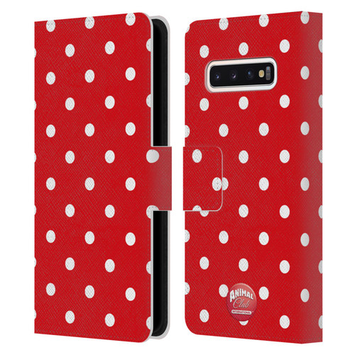 Animal Club International Patterns Polka Dots Red Leather Book Wallet Case Cover For Samsung Galaxy S10