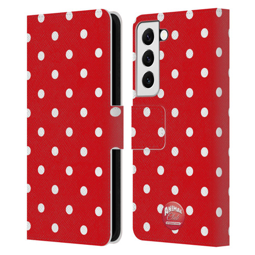 Animal Club International Patterns Polka Dots Red Leather Book Wallet Case Cover For Samsung Galaxy S22 5G