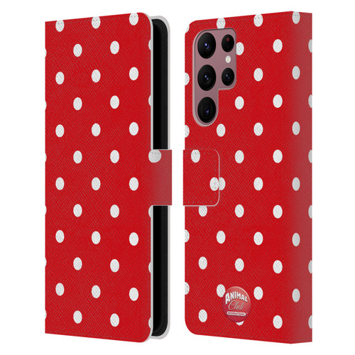 Animal Club International Patterns Polka Dots Red Leather Book Wallet Case Cover For Samsung Galaxy S22 Ultra 5G