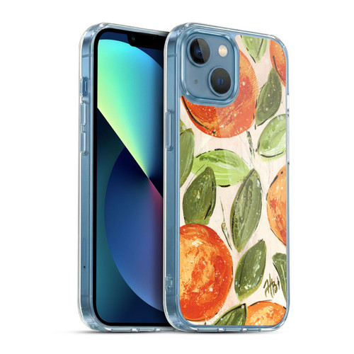 Haley Bush Pattern Painting Orange Splash Soft Gel Case for Apple iPhone 13 Mini & MagSafe