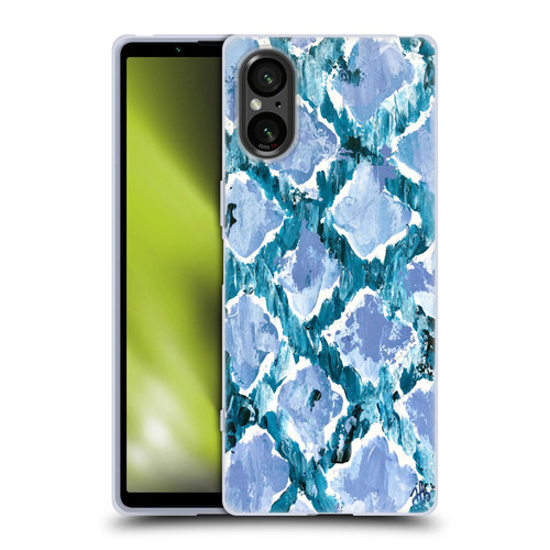 Haley Bush Pattern Painting Blue Diamond Soft Gel Case for Sony Xperia 5 V 5G