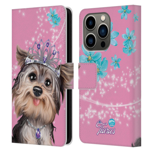 Animal Club International Royal Faces Yorkie Leather Book Wallet Case Cover For Apple iPhone 14 Pro