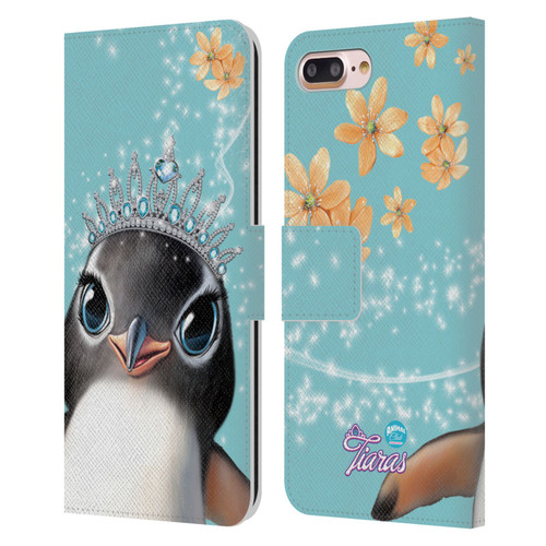 Animal Club International Royal Faces Penguin Leather Book Wallet Case Cover For Apple iPhone 7 Plus / iPhone 8 Plus