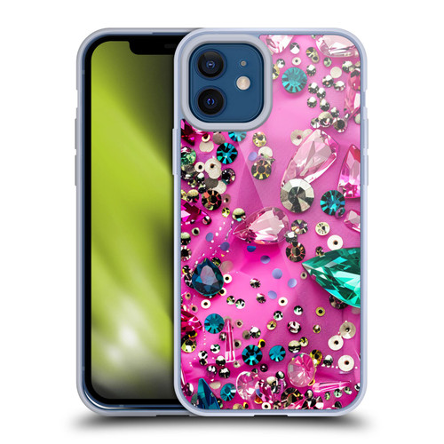 Haroulita Fancy Pattern Gemstones Hot Pink Soft Gel Case for Apple iPhone 12 / iPhone 12 Pro