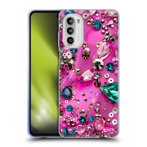 Haroulita Fancy Pattern Gemstones Hot Pink Soft Gel Case for Motorola Moto G52