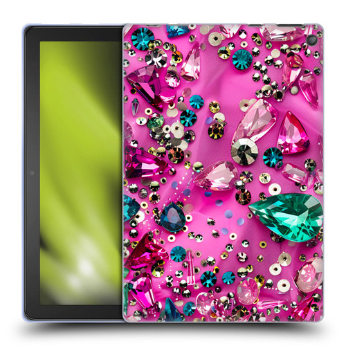 Haroulita Fancy Pattern Gemstones Hot Pink Soft Gel Case for Amazon Fire HD 10 / Plus 2021