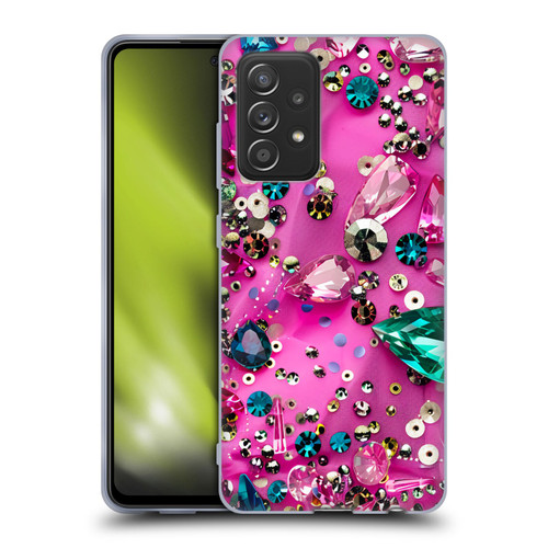 Haroulita Fancy Pattern Gemstones Hot Pink Soft Gel Case for Samsung Galaxy A52 / A52s / 5G (2021)