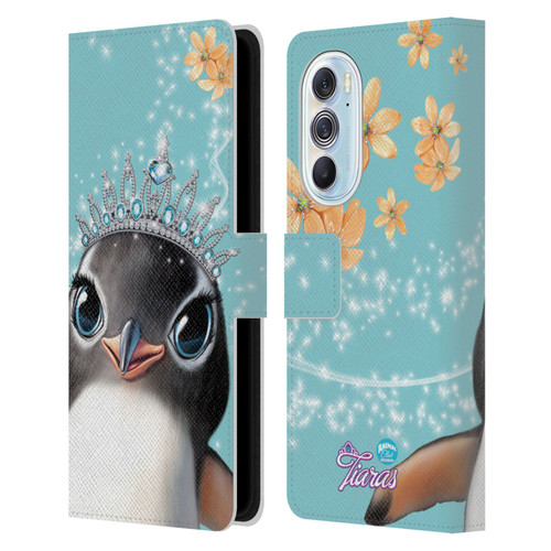 Animal Club International Royal Faces Penguin Leather Book Wallet Case Cover For Motorola Edge X30