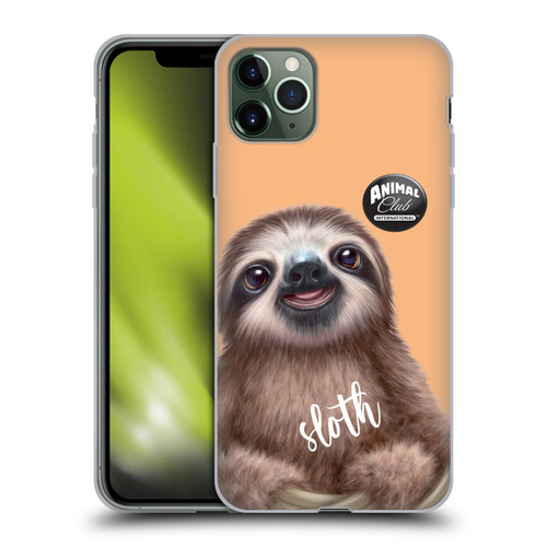 Animal Club International Faces Sloth Soft Gel Case for Apple iPhone 11 Pro Max