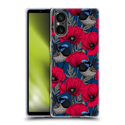 Katerina Kirilova Floral Patterns Fairy Wrens & Poppies Soft Gel Case for Sony Xperia 5 V 5G