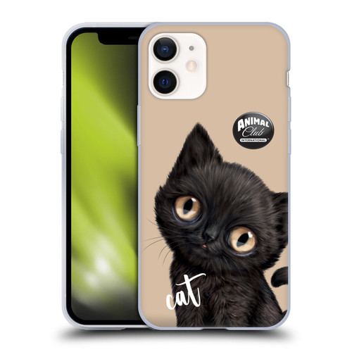 Animal Club International Faces Black Cat Soft Gel Case for Apple iPhone 12 Mini