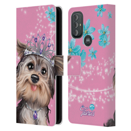 Animal Club International Royal Faces Yorkie Leather Book Wallet Case Cover For Motorola Moto G10 / Moto G20 / Moto G30