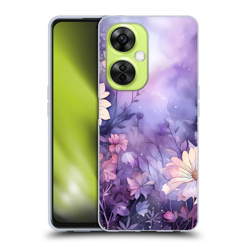 Haroulita Leaves And Flowers Fairy Dust Purple Soft Gel Case for OnePlus Nord CE 3 Lite 5G