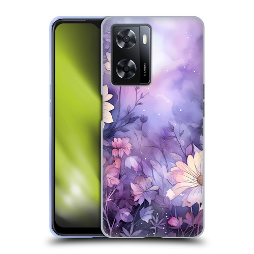 Haroulita Leaves And Flowers Fairy Dust Purple Soft Gel Case for OPPO A57s