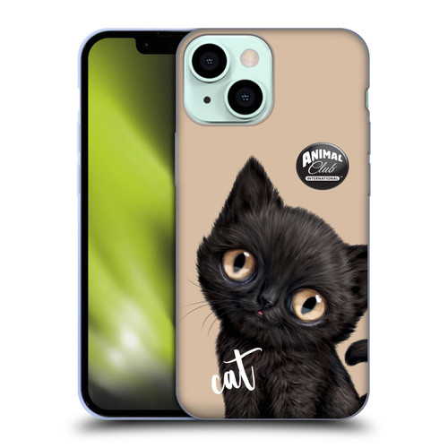 Animal Club International Faces Black Cat Soft Gel Case for Apple iPhone 13 Mini