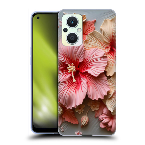 Haroulita Leaves And Flowers Hibiscus Soft Gel Case for OPPO Reno8 Lite
