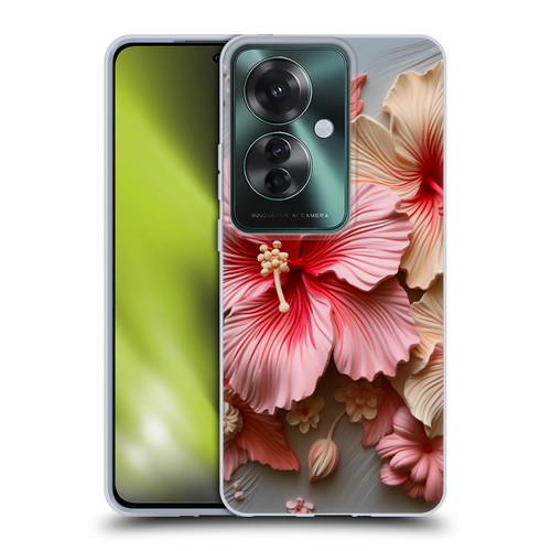 Haroulita Leaves And Flowers Hibiscus Soft Gel Case for OPPO Reno11 F 5G / F25 Pro 5G