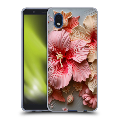Haroulita Leaves And Flowers Hibiscus Soft Gel Case for Samsung Galaxy A01 Core (2020)