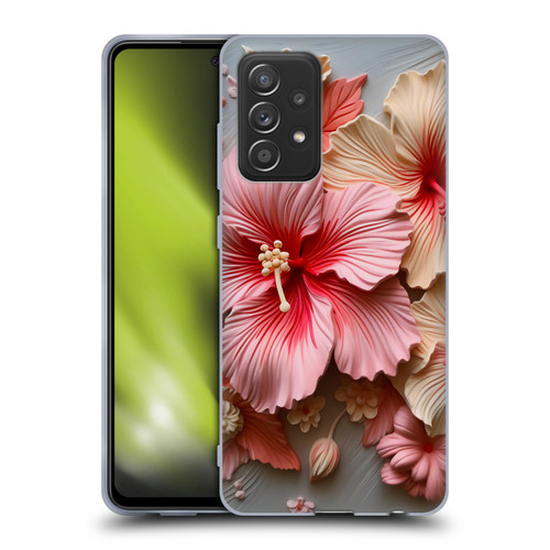 Haroulita Leaves And Flowers Hibiscus Soft Gel Case for Samsung Galaxy A52 / A52s / 5G (2021)