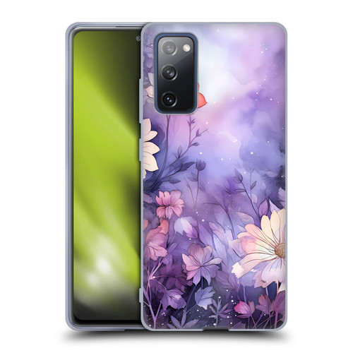 Haroulita Leaves And Flowers Fairy Dust Purple Soft Gel Case for Samsung Galaxy S20 FE / 5G