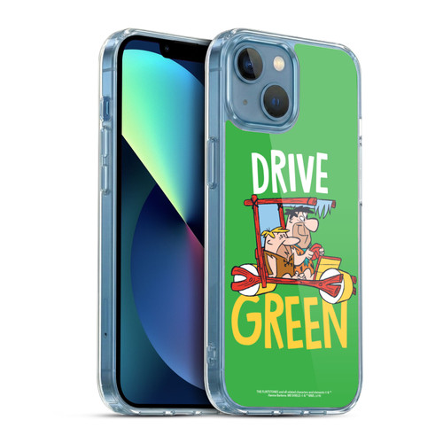 The Flintstones Graphics Drive Green Soft Gel Case for Apple iPhone 13 Mini & MagSafe