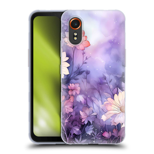 Haroulita Leaves And Flowers Fairy Dust Purple Soft Gel Case for Samsung Galaxy Xcover7 5G