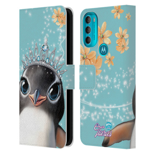 Animal Club International Royal Faces Penguin Leather Book Wallet Case Cover For Motorola Moto G71 5G