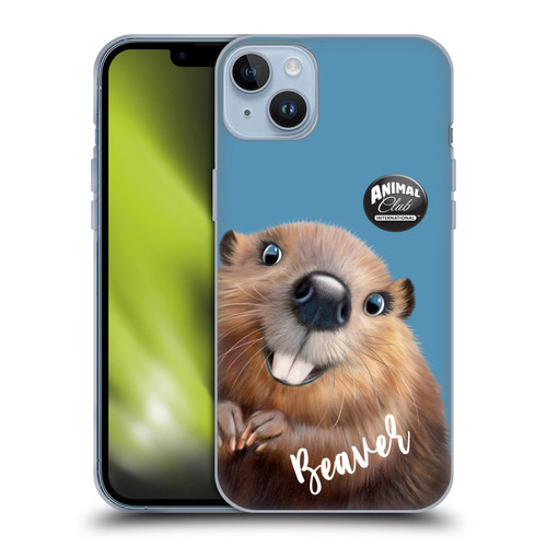 Animal Club International Faces Beaver Soft Gel Case for Apple iPhone 14 Plus