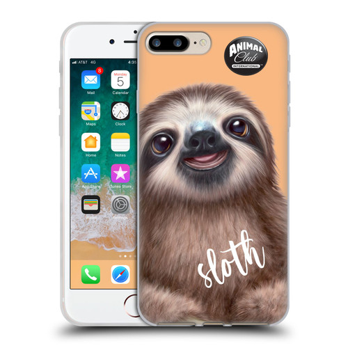 Animal Club International Faces Sloth Soft Gel Case for Apple iPhone 7 Plus / iPhone 8 Plus & MagSafe