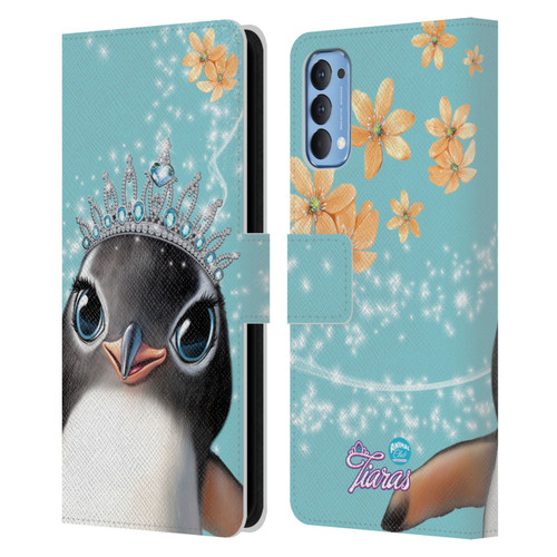 Animal Club International Royal Faces Penguin Leather Book Wallet Case Cover For OPPO Reno 4 5G