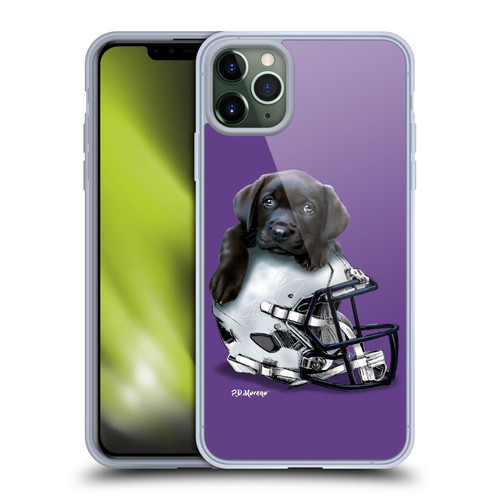 P.D. Moreno Sport Puppies Black Labrador Football Helmet Soft Gel Case for Apple iPhone 11 Pro Max