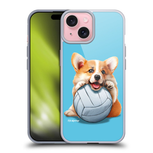 P.D. Moreno Sport Puppies Corgi Volleyball Soft Gel Case for Apple iPhone 15