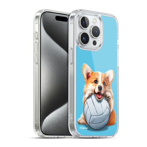 P.D. Moreno Sport Puppies Corgi Volleyball Soft Gel Case for Apple iPhone 15 Pro & MagSafe