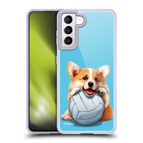 P.D. Moreno Sport Puppies Corgi Volleyball Soft Gel Case for Samsung Galaxy S21 5G
