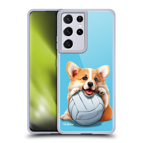 P.D. Moreno Sport Puppies Corgi Volleyball Soft Gel Case for Samsung Galaxy S21 Ultra 5G