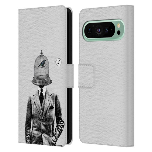 LouiJoverArt Black And White Plumage Leather Book Wallet Case Cover For Google Pixel 9 Pro XL