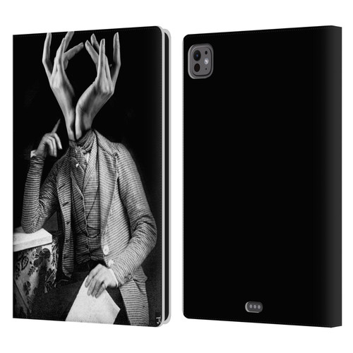 LouiJoverArt Black And White Sensitive Man Leather Book Wallet Case Cover For Apple iPad Pro 11 M4 2024