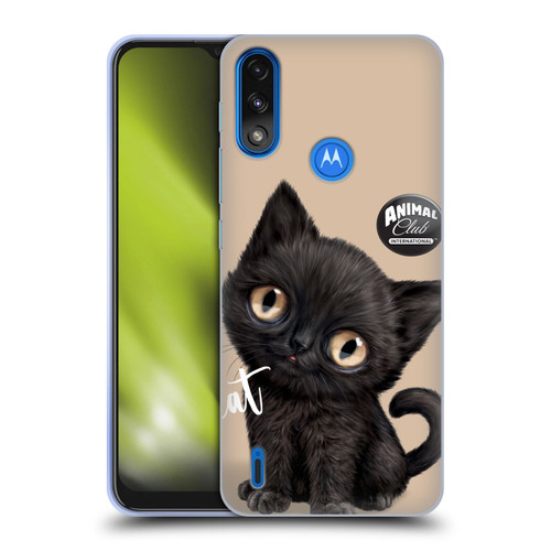 Animal Club International Faces Black Cat Soft Gel Case for Motorola Moto E7 Power / Moto E7i Power