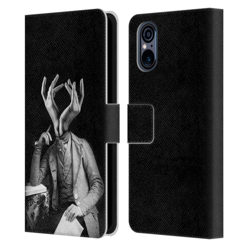 LouiJoverArt Black And White Sensitive Man Leather Book Wallet Case Cover For Sony Xperia 5 V 5G