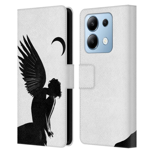 LouiJoverArt Black And White Angel Leather Book Wallet Case Cover For Xiaomi Redmi Note 13/13 Pro 5G