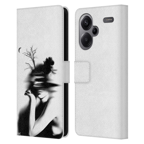 LouiJoverArt Black And White The Mystery Of Never Leather Book Wallet Case Cover For Xiaomi Redmi Note 13 Pro Plus 5G