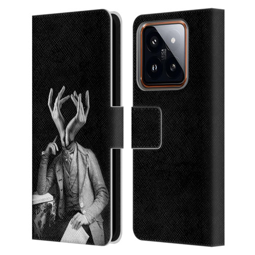 LouiJoverArt Black And White Sensitive Man Leather Book Wallet Case Cover For Xiaomi 14