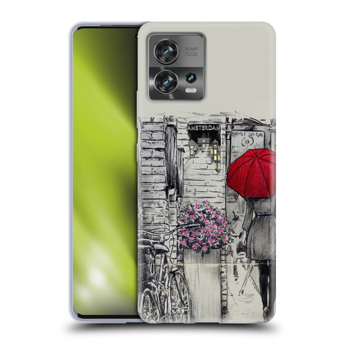 LouiJoverArt Red Ink Amsterdam Walk Soft Gel Case for Motorola Moto Edge 30 Fusion
