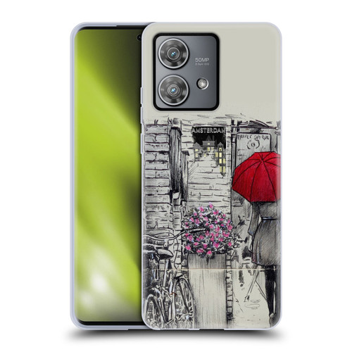 LouiJoverArt Red Ink Amsterdam Walk Soft Gel Case for Motorola Edge 40 Neo 5G