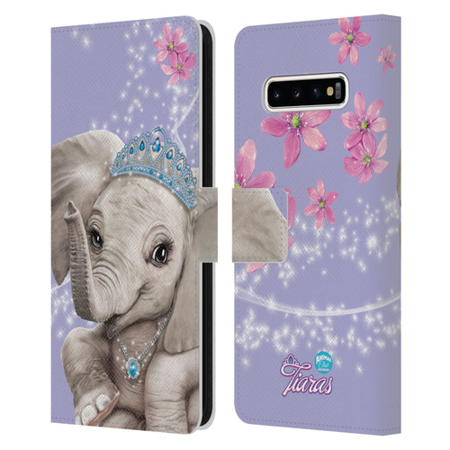 Animal Club International Royal Faces Elephant Leather Book Wallet Case Cover For Samsung Galaxy S10+ / S10 Plus