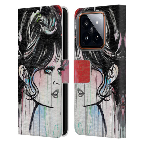 LouiJoverArt Red Ink God Created Woman Leather Book Wallet Case Cover For Xiaomi 14